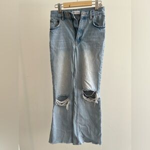 Zara Wide Leg Ripped Jeans